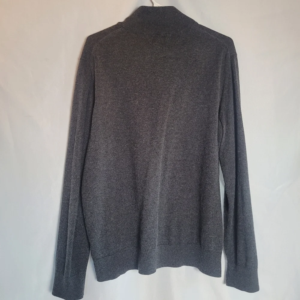 Banana Republic Men's 1/4 Zip Premium Cotton Cashmere  Gray Sweater Size Large